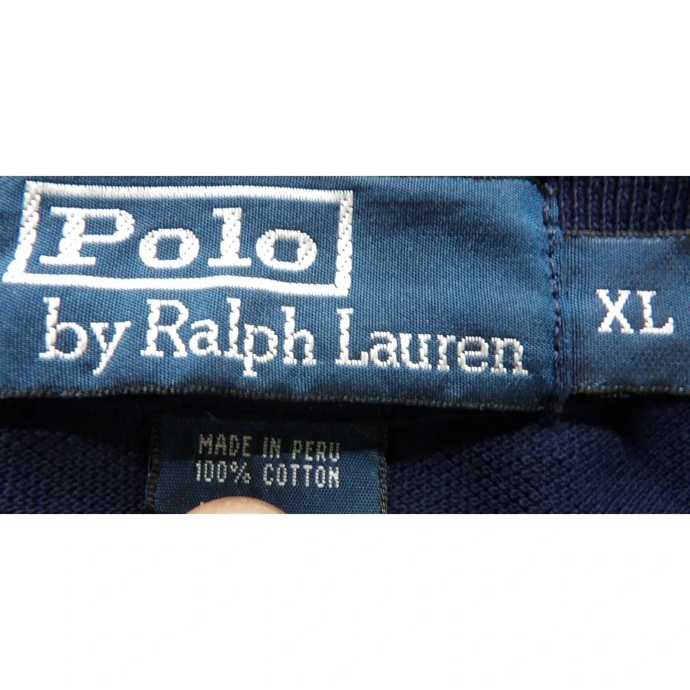 VTG Polo Ralph Lauren Polo Men XL Mesh Pique Yellow Pony Navy Golf Cotton 90s